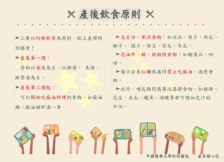 產後飲食原則 | 衛教海報 - 中國醫藥大學附設醫院 第 1張圖片