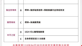 2021年春暖花開健康檢查專案，自即日起至4月底止。